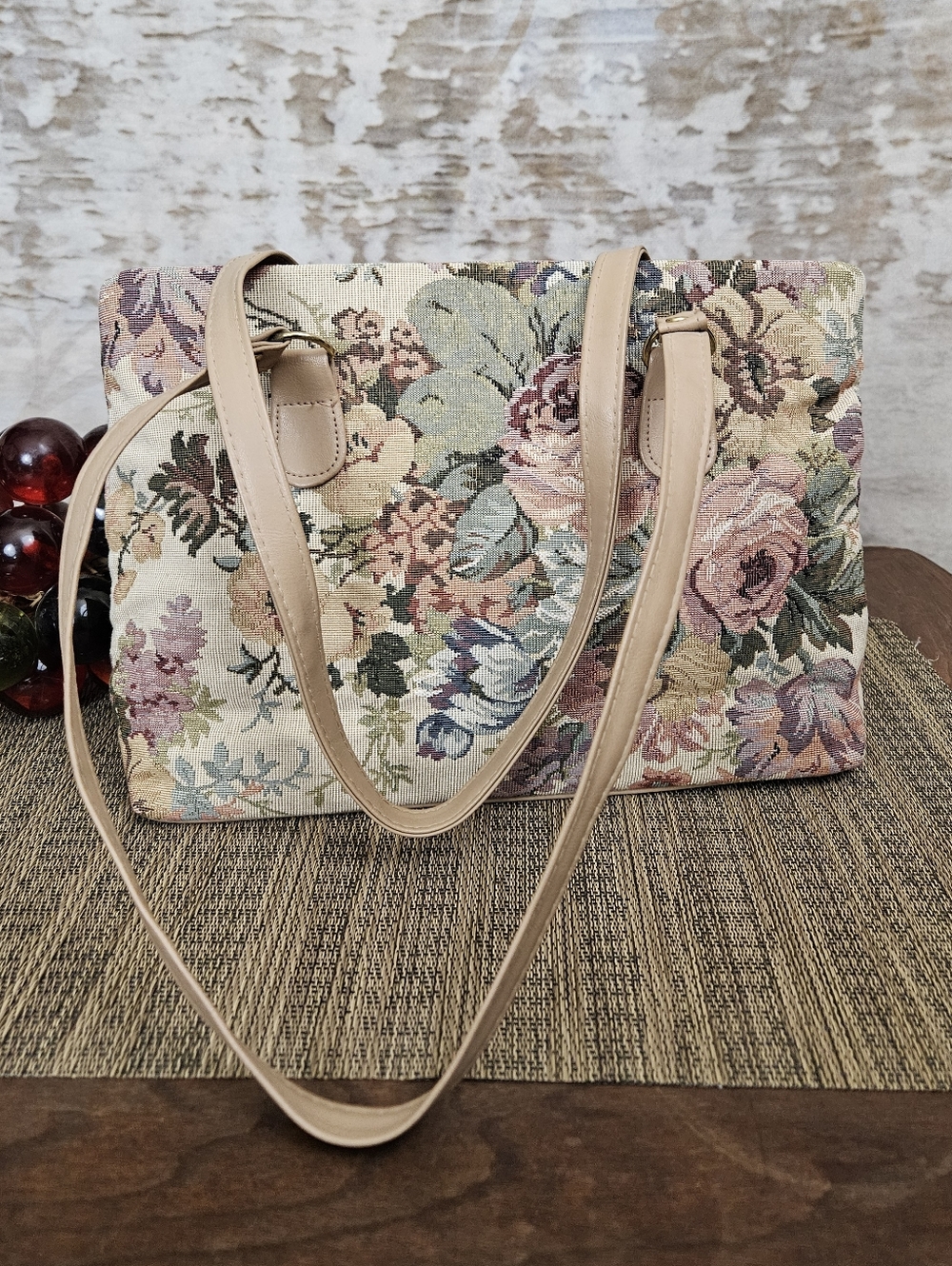 Vintage Floral Tapestry Purse Bag 80s 90s Cottagecore - Picture 4 of 10